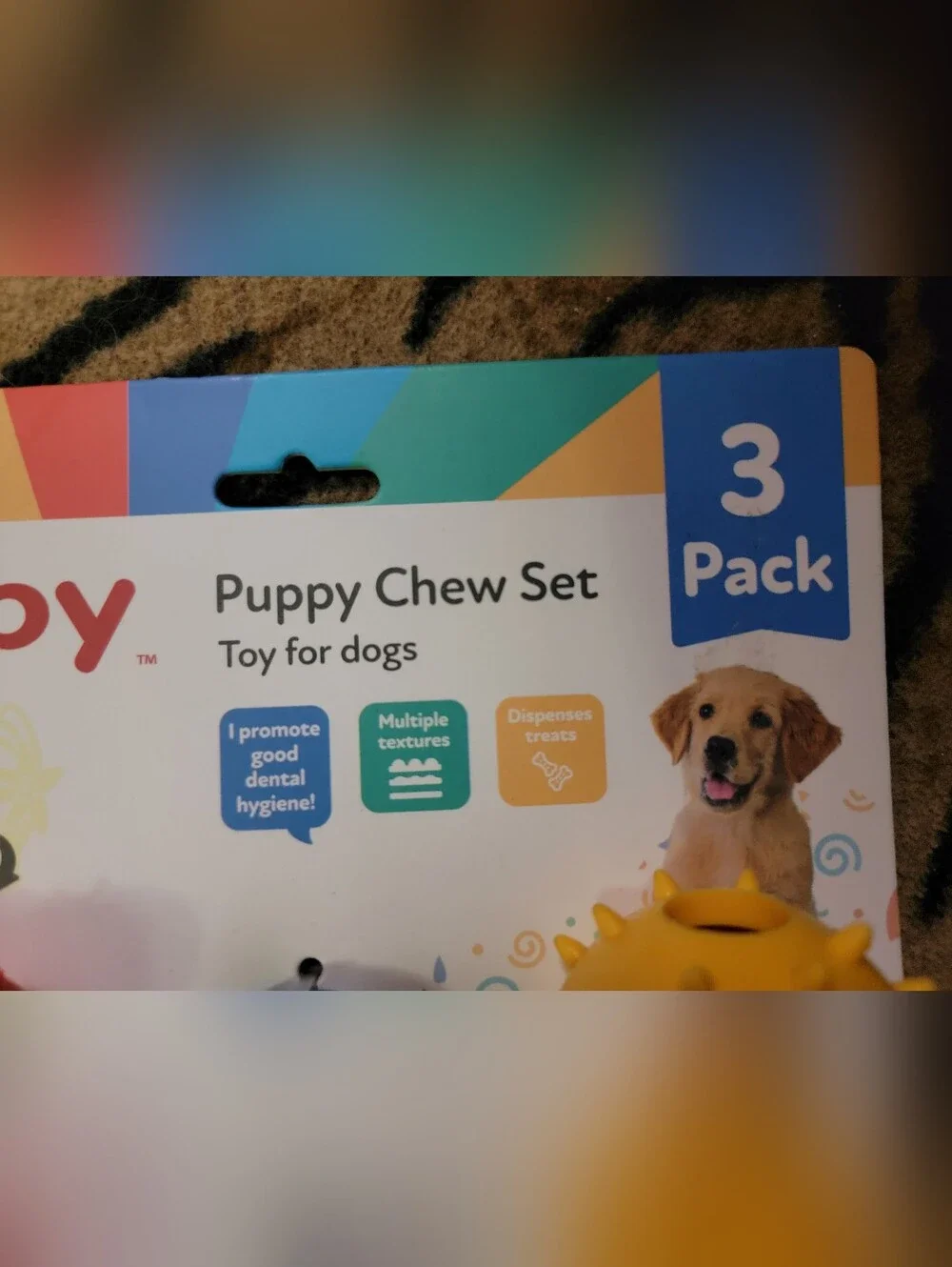 Puppy Chew Set Toy- Dental Binki Bone Barbell (3 Pack) New Sz Small